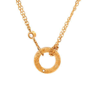 Cartier 2 Diamonds Love Pendant Necklace 18K Yellow Gold and Diamonds